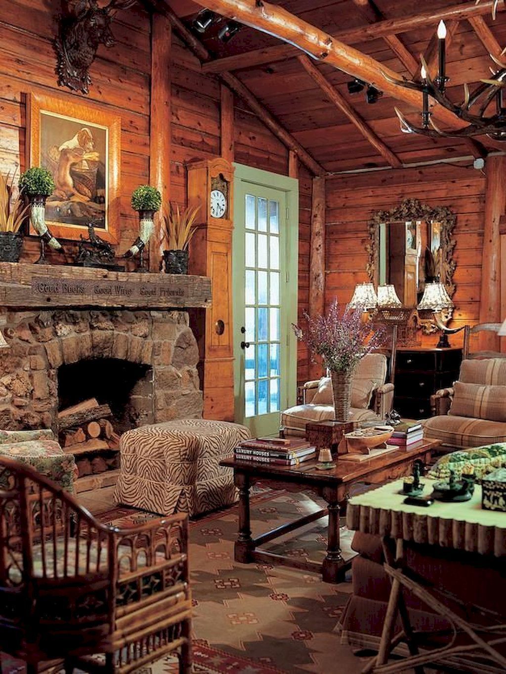 36 Stunning Lodge Living Room Decor Ideas - HMDCRTN