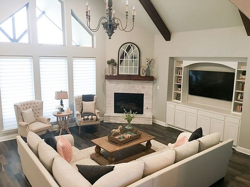 38 Beautiful Corner Fireplace Design Ideas For Your Living Room - HMDCRTN