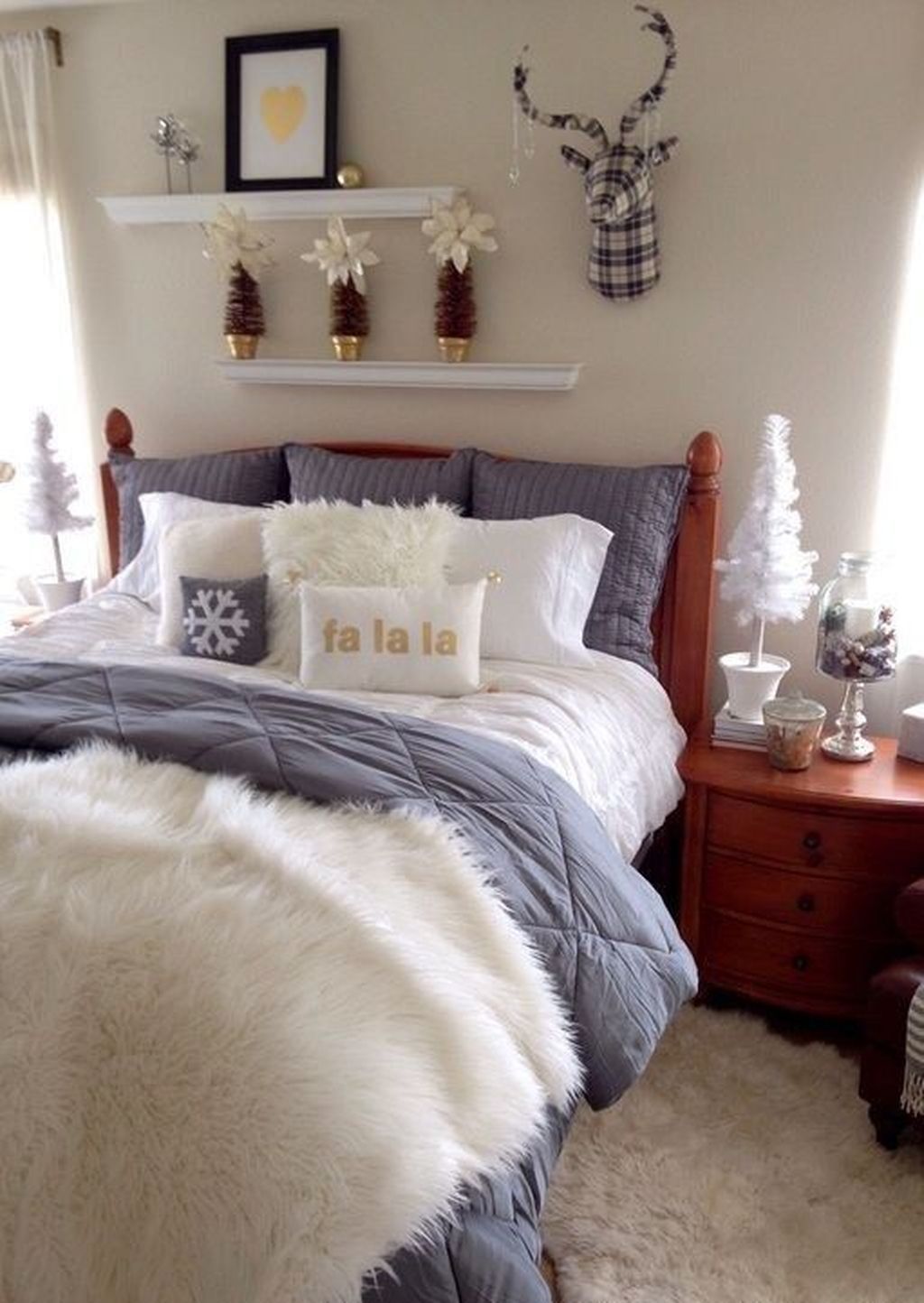 Layered Rugs In Winter Bedroom