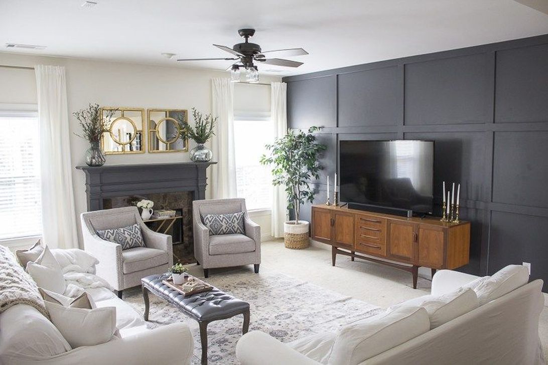 Living Room With An Accent Shiplaop Wall