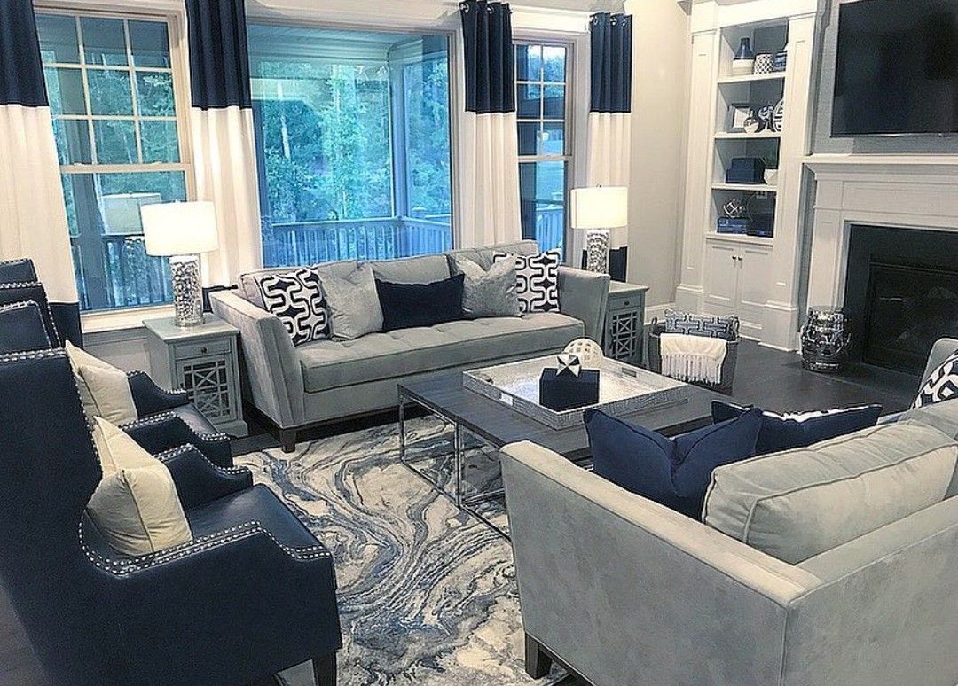 Gray And Blue Living Room
