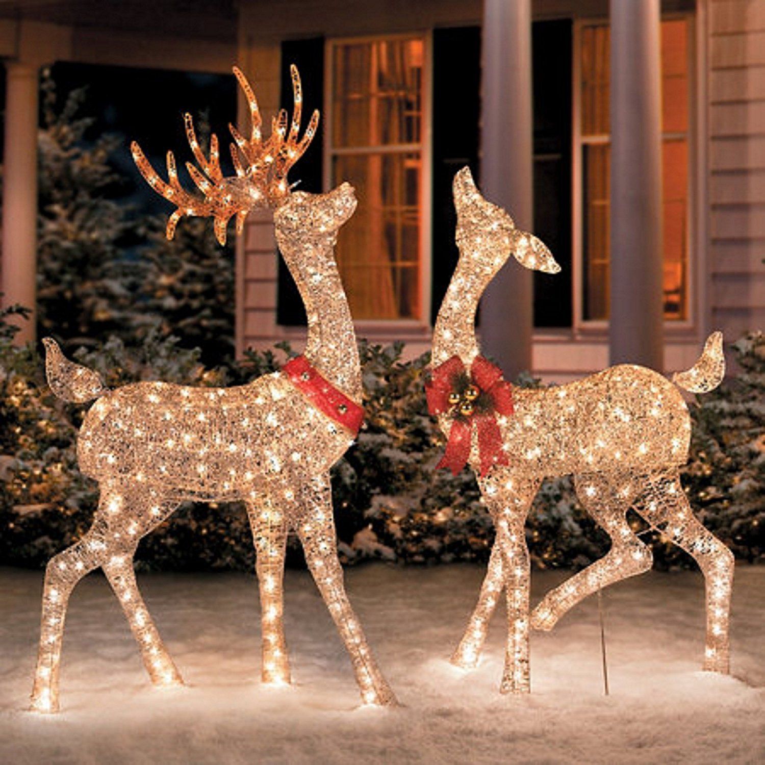 Outdoor Christmas Reindeer Decorations Lighted