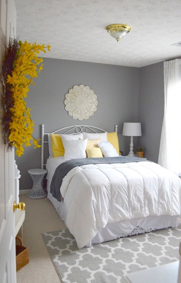 Grey And Yellow Bedroom