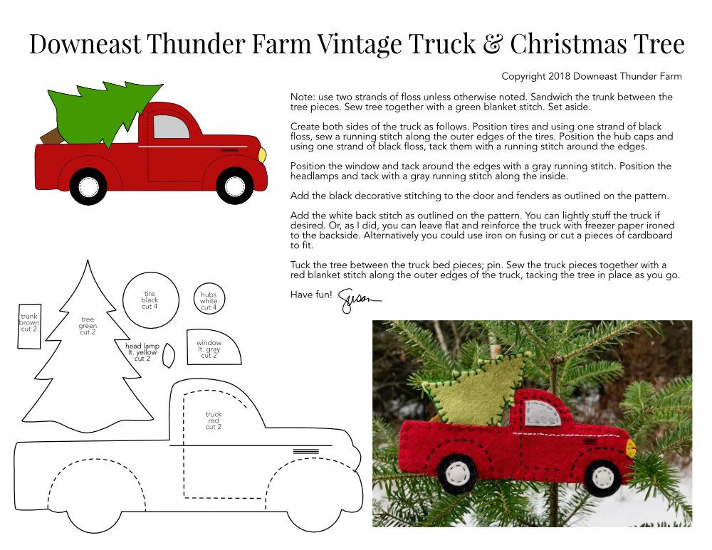 Red Truck With Christmas Tree