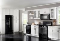 White Kitchen Black Appliances