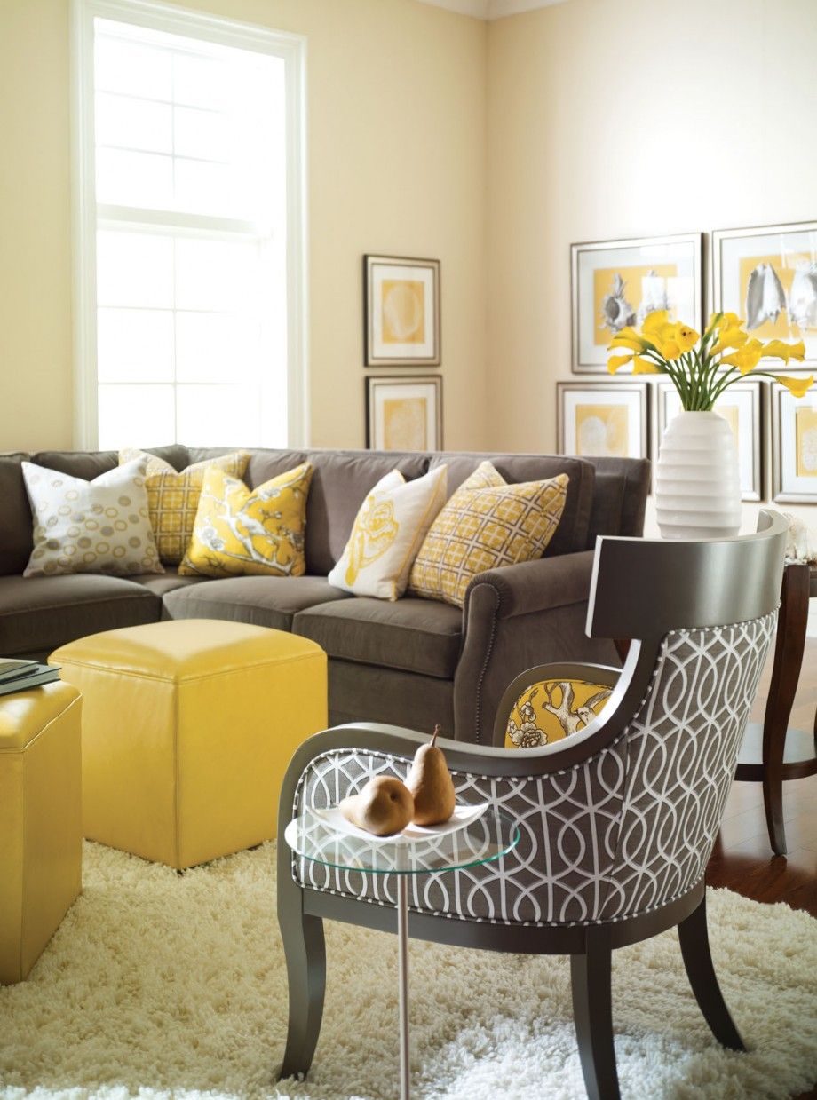 Gray And Yellow Living Room